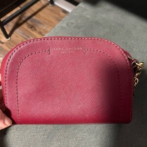 MARC JACOBS Dark Red Leather Playback Dome Crossbody Bag